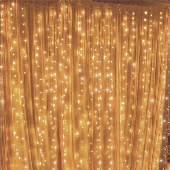 Twinkle Star 300 LED Curtain String Lights, 8 Modes Fairy Hanging Lights - Picture 1 of 14